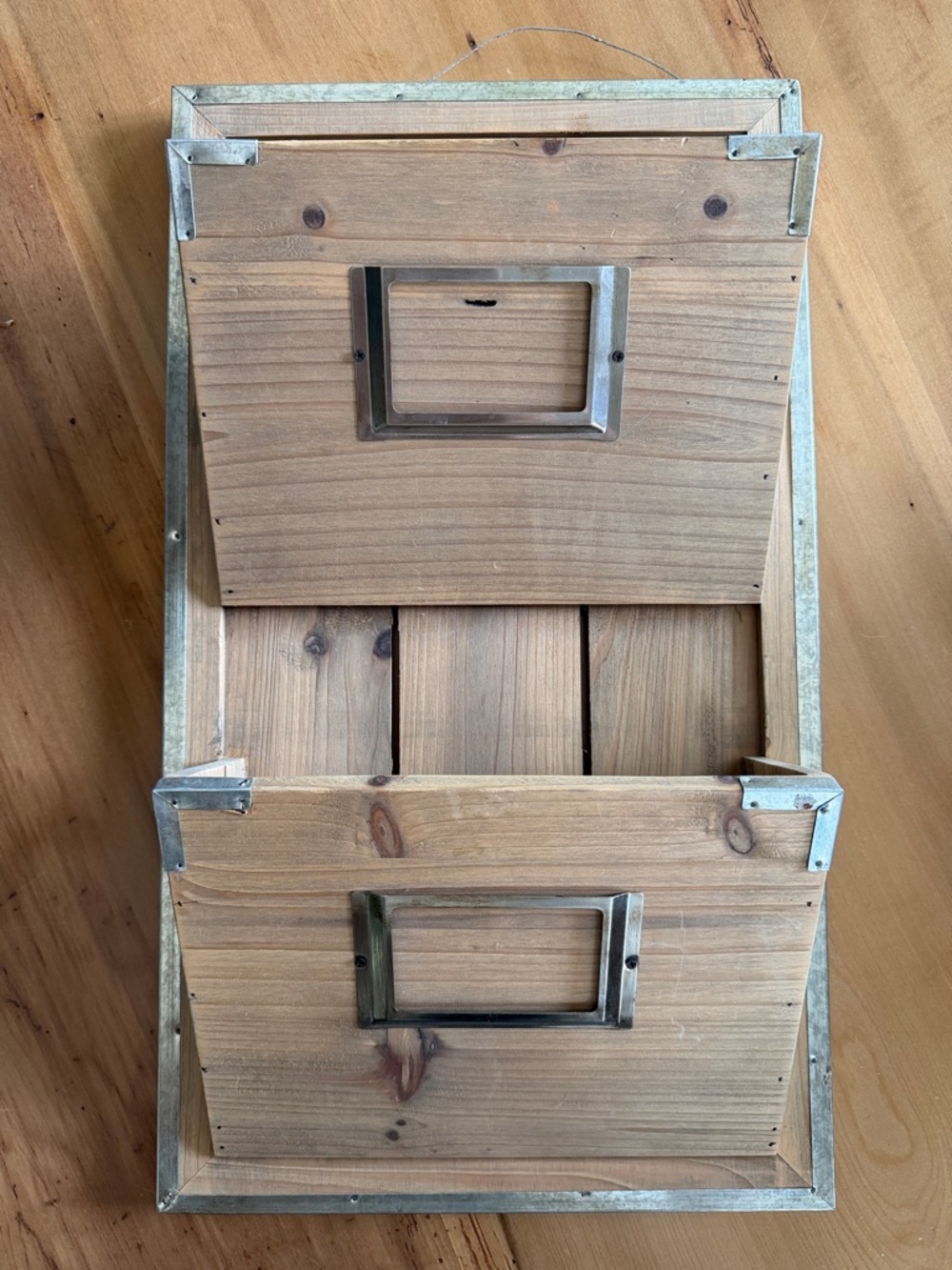 Urban Outfitters Wood and Silver Wall Entryway Mail or Office Storage Decor